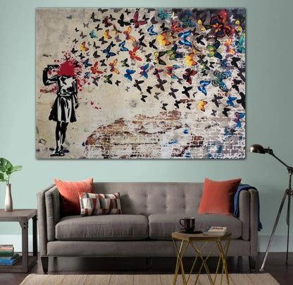 Headshot Butterfly Canvas Wall Art Painting