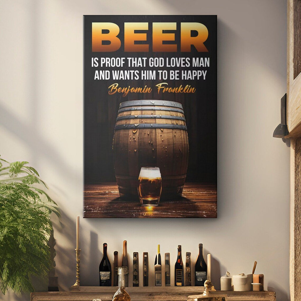 Bar Poster on Canvas, Framed, Large Size. For Cafes, Bars, Restaurants