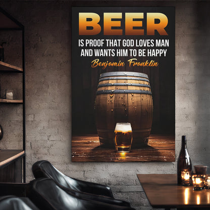 a wooden beer barrel Canvas Wall Art Painting