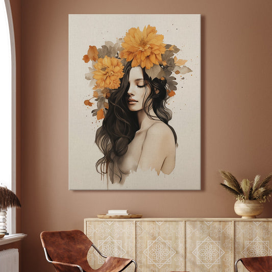 Boho Chic Floral Vintage Style Canvas Wall Art Painting