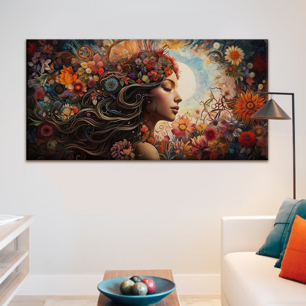 Ethereal Goddess of Blossoming Seasons Canvas Wall Art Painting 