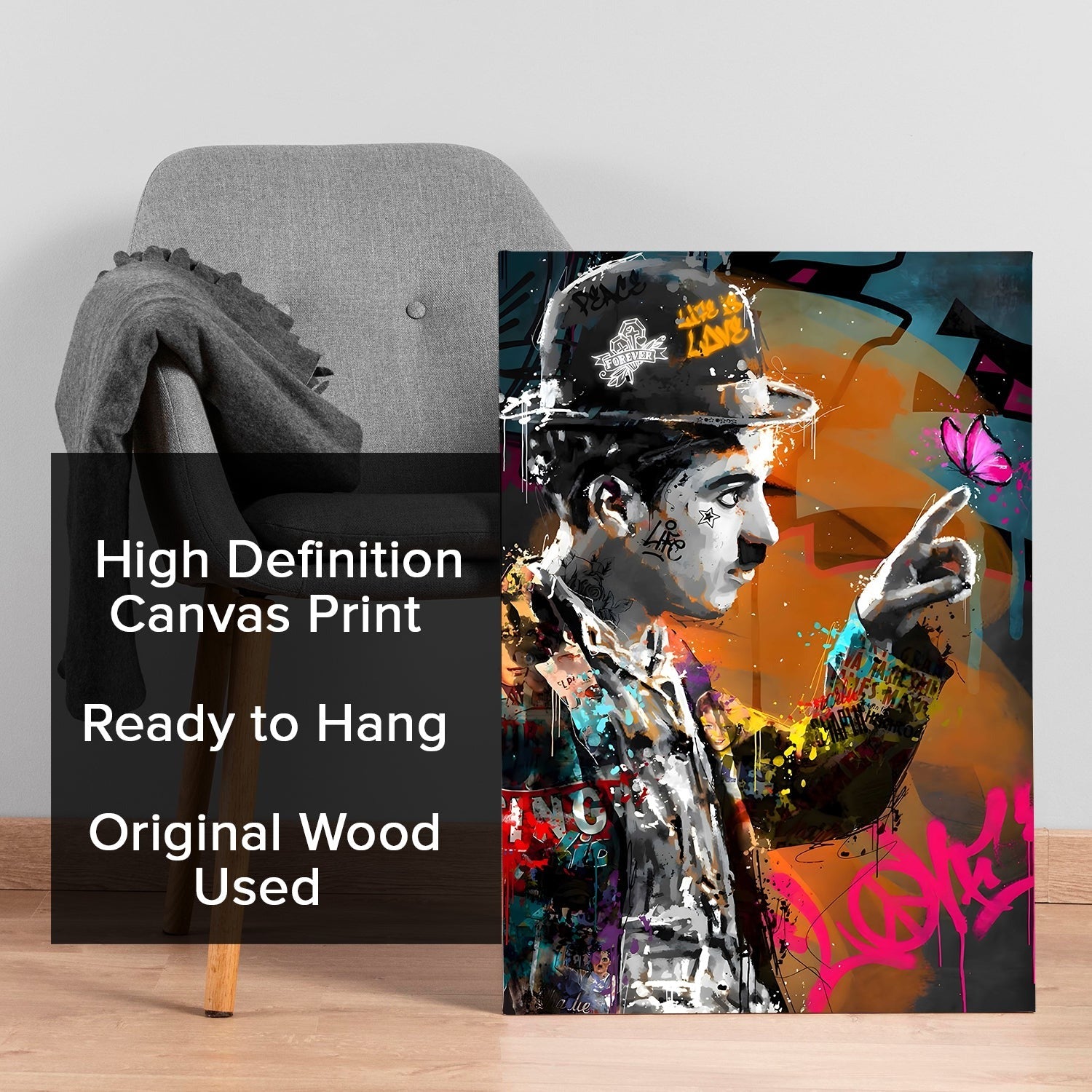 Charlie Chaplin Graffiti Wall Art – Iconik Canvas