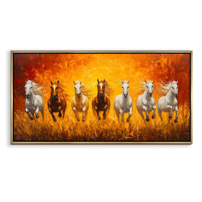 Seven Running Horses Vastu Canvas Painting 