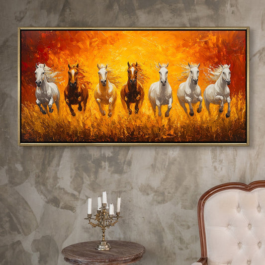 Seven Running Horses Vastu Canvas Painting 