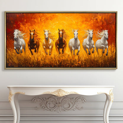 Seven Running Horses Vastu Canvas Painting for Prosperity