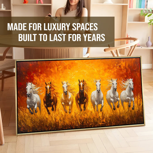 Seven Running Horses Vastu Canvas Painting 