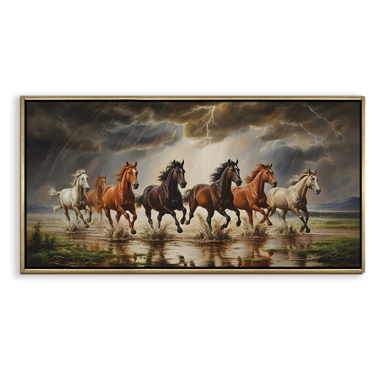 Seven Running Horses Wall Painting