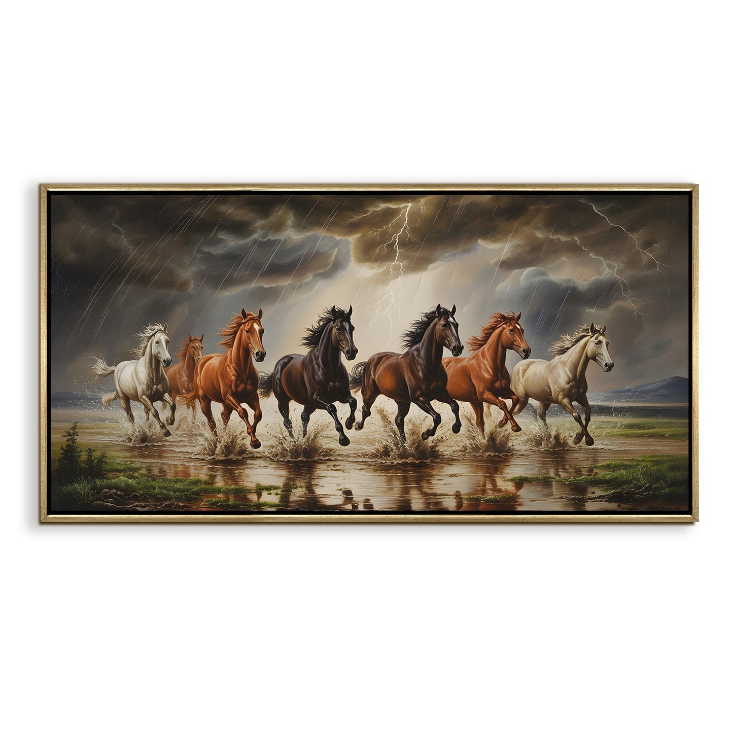 Seven Running Horses Vastu Canvas Painting