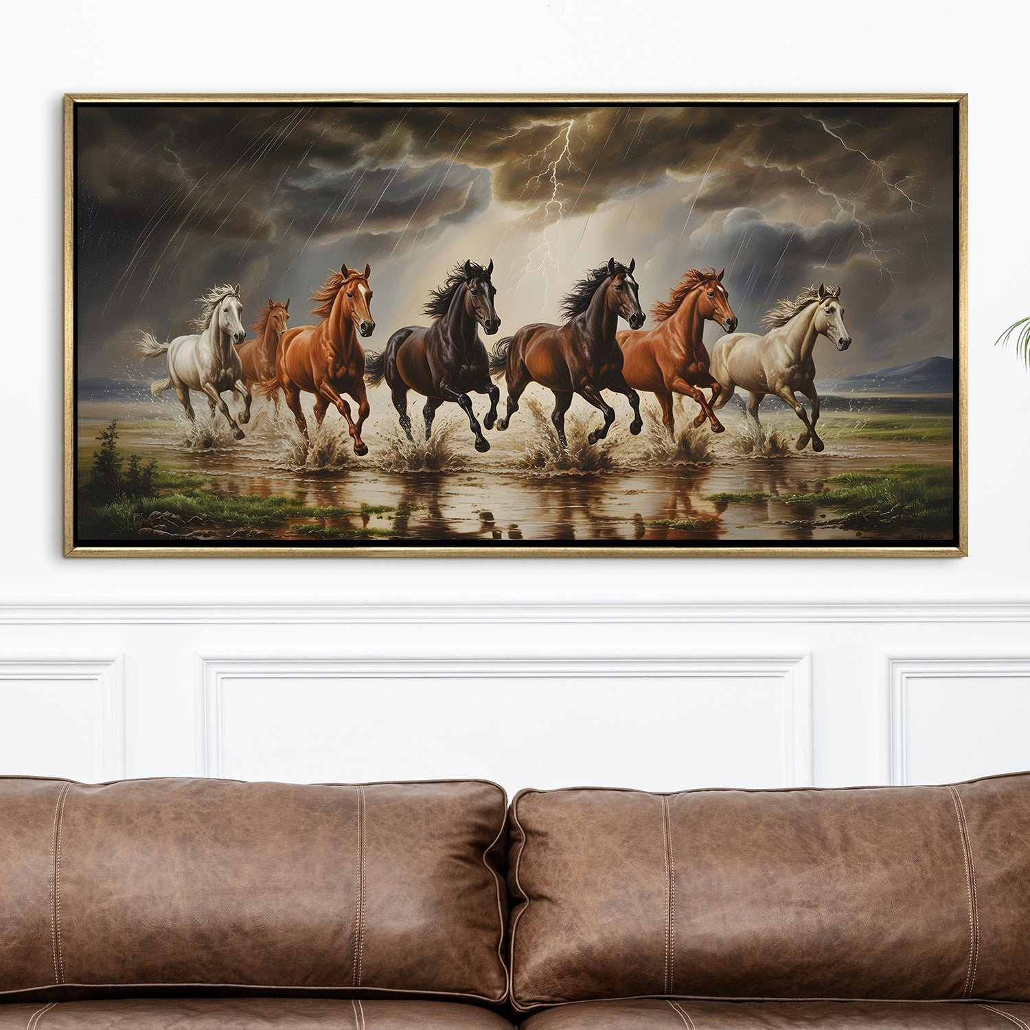Seven Running Horses Vastu Canvas Painting