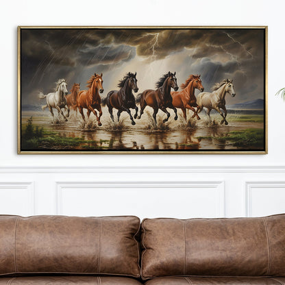 Seven Running Horses Vastu Canvas Painting