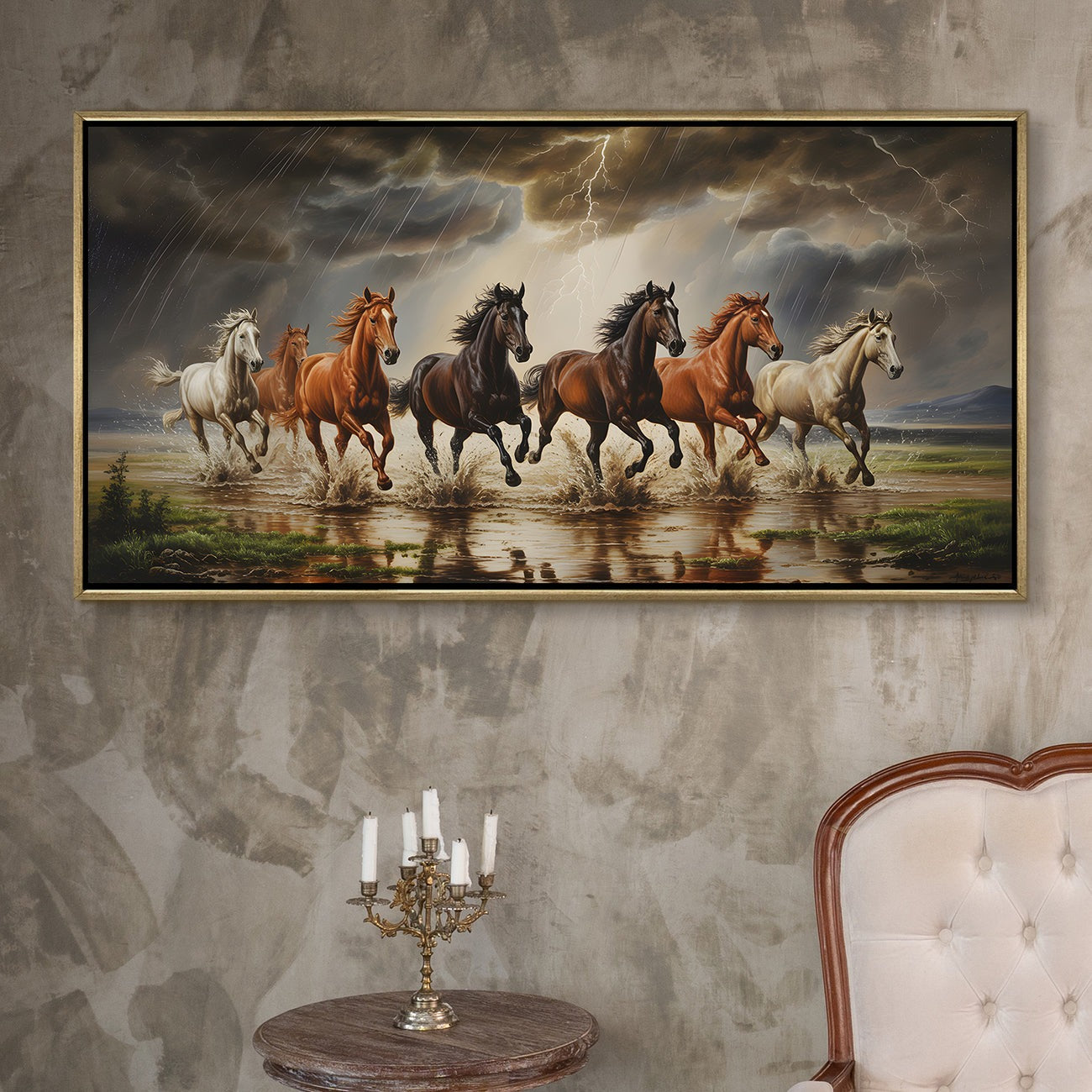 Seven Running Horses Wall Painting