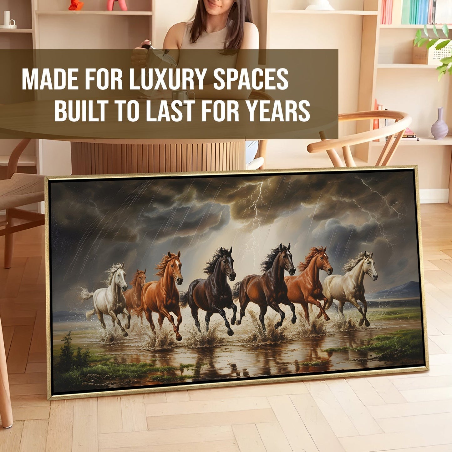 Seven Running Horses Vastu Canvas Painting for Prosperity