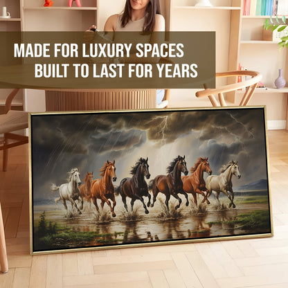 Seven Running Horses Vastu Canvas Painting for Prosperity