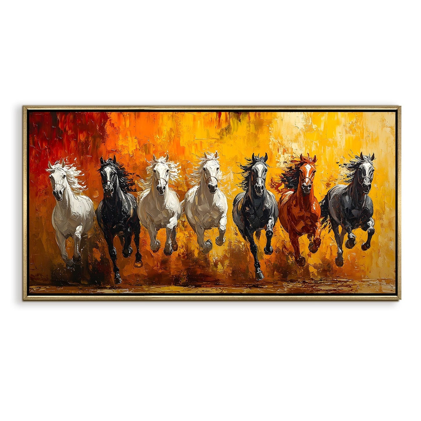 Seven Running Horses Vastu Canvas Painting