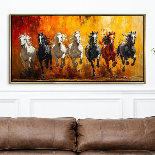 Seven Running Horses Vastu Canvas Painting