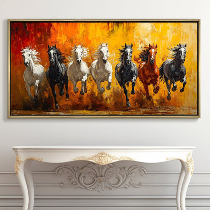 Seven Running Horses Vastu Canvas Painting