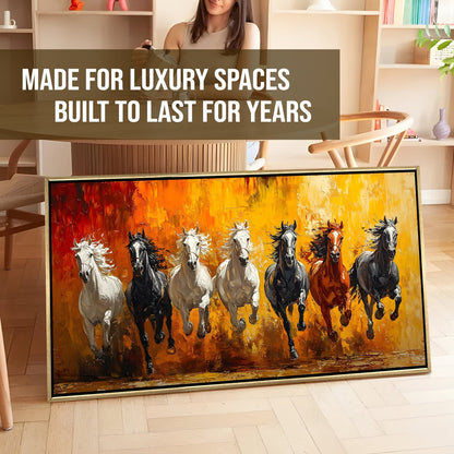 Seven Running Horses Vastu Canvas Painting