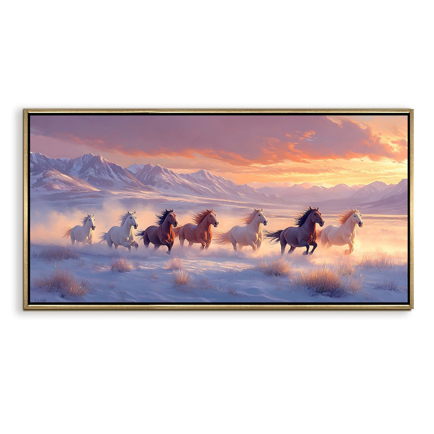 Seven Running Horses Vastu Canvas Painting