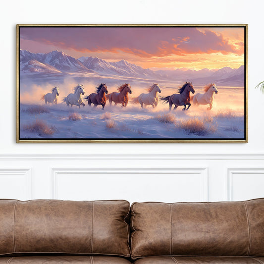Seven Running Horses Vastu Canvas Painting