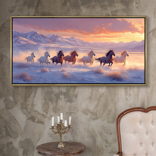 Seven Running Horses Vastu Canvas Painting