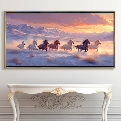 Seven Running Horses Vastu Canvas Painting