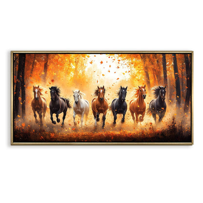 Seven Running Horses Vastu Canvas Painting