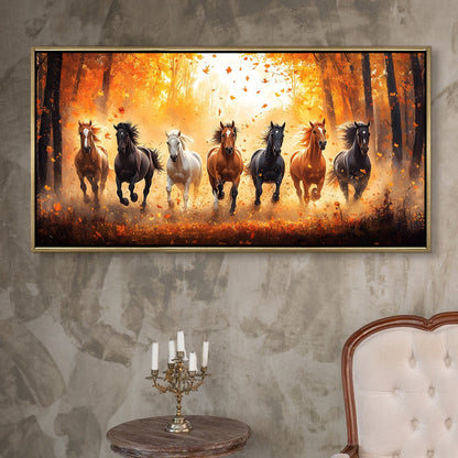 Seven Running Horses Vastu Canvas Painting