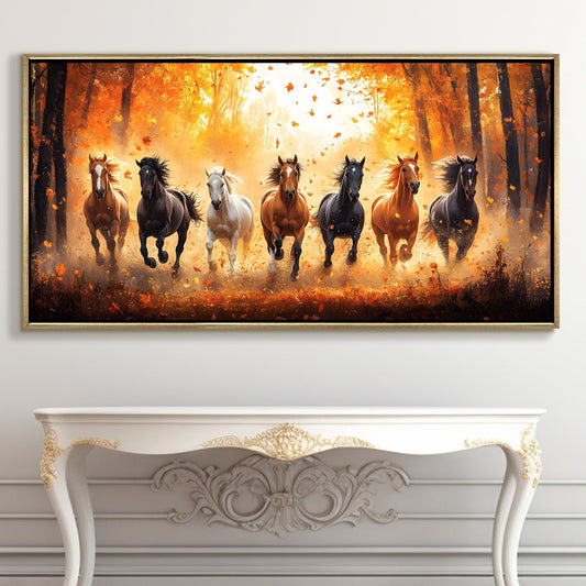 Seven Running Horses Vastu Canvas Painting