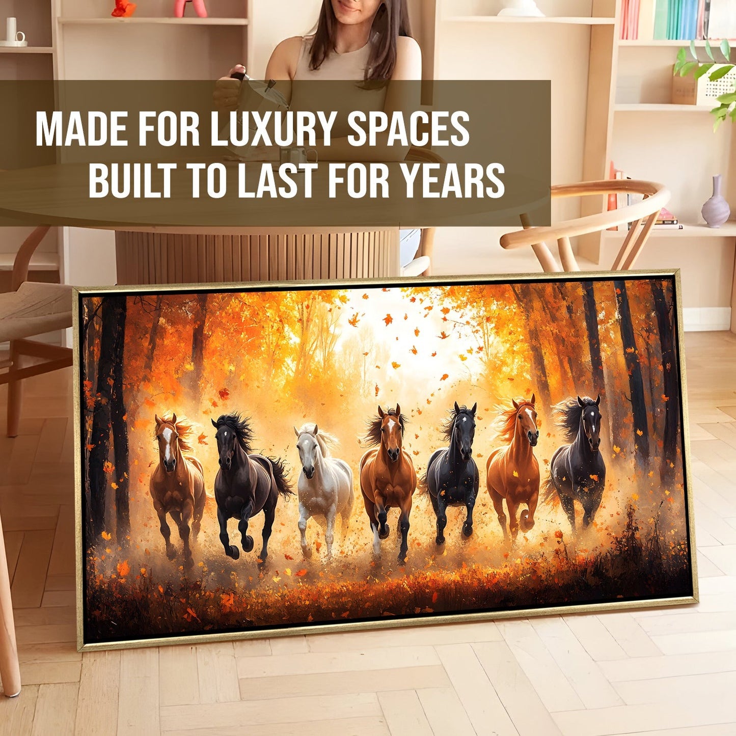 Seven Running Horses Vastu Canvas Painting for Prosperity
