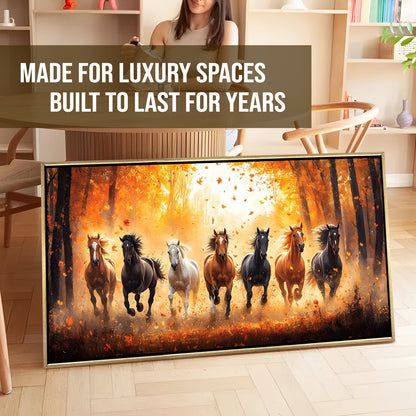 Seven Running Horses Vastu Canvas Painting for Prosperity