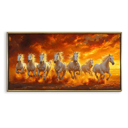 Seven Running Horses Vastu Canvas Painting for Prosperity