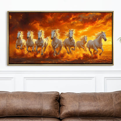 Seven Running Horses Vastu Canvas Painting for Prosperity