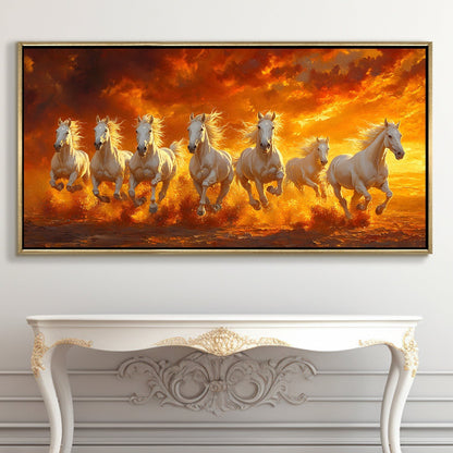 Seven Running Horses Vastu Canvas Painting for Prosperity