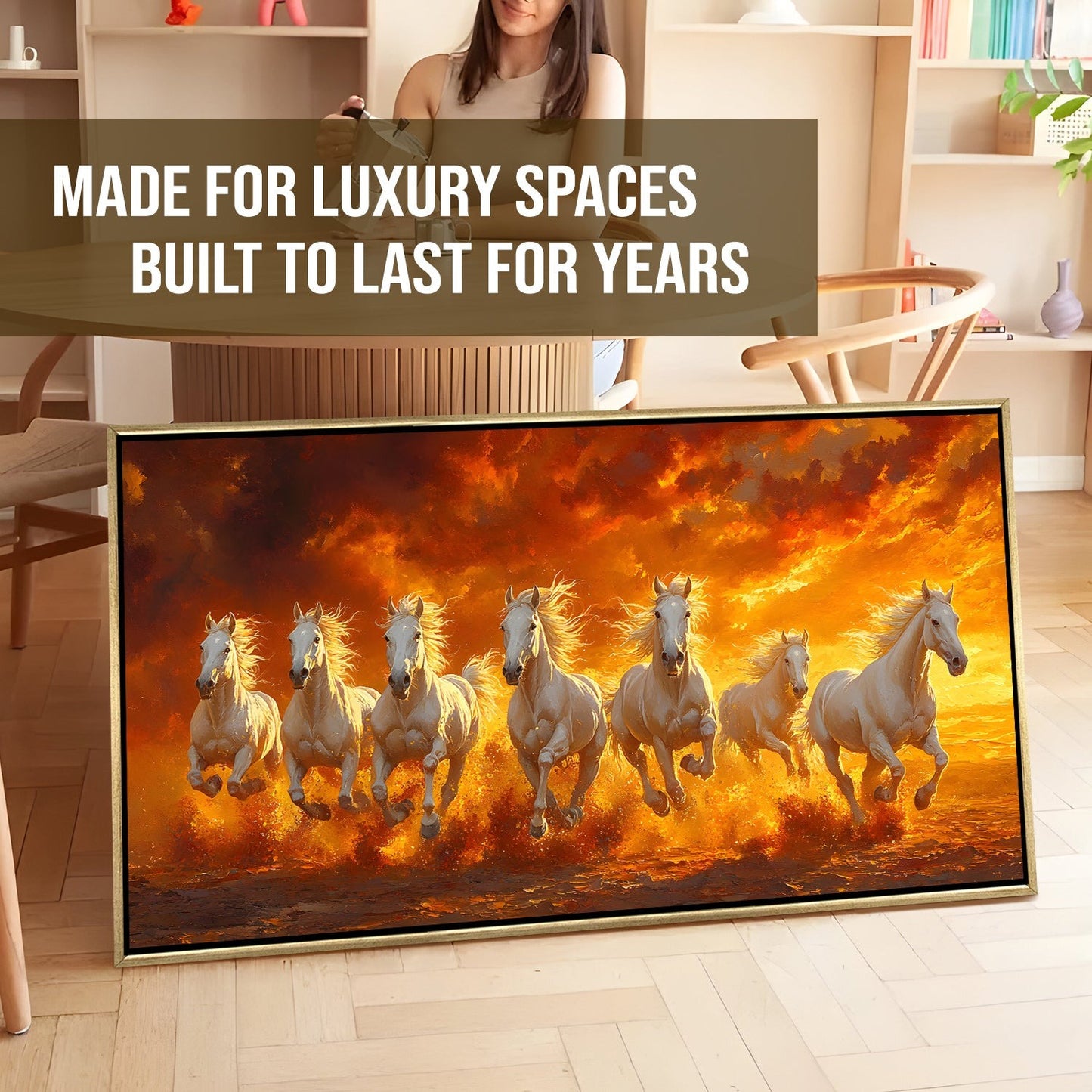 Seven Running Horses Vastu Canvas Painting for Prosperity