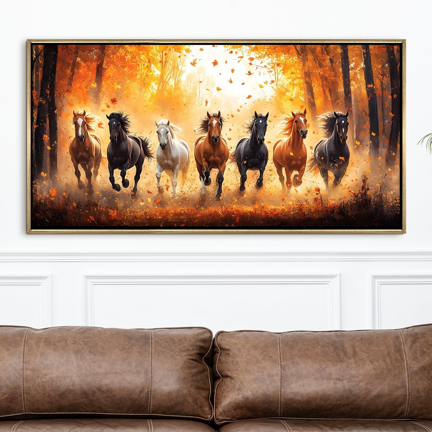 Seven Running Horses Vastu Canvas Painting