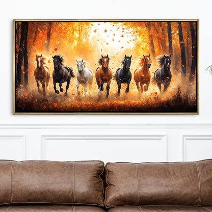 Seven Running Horses Vastu Canvas Painting