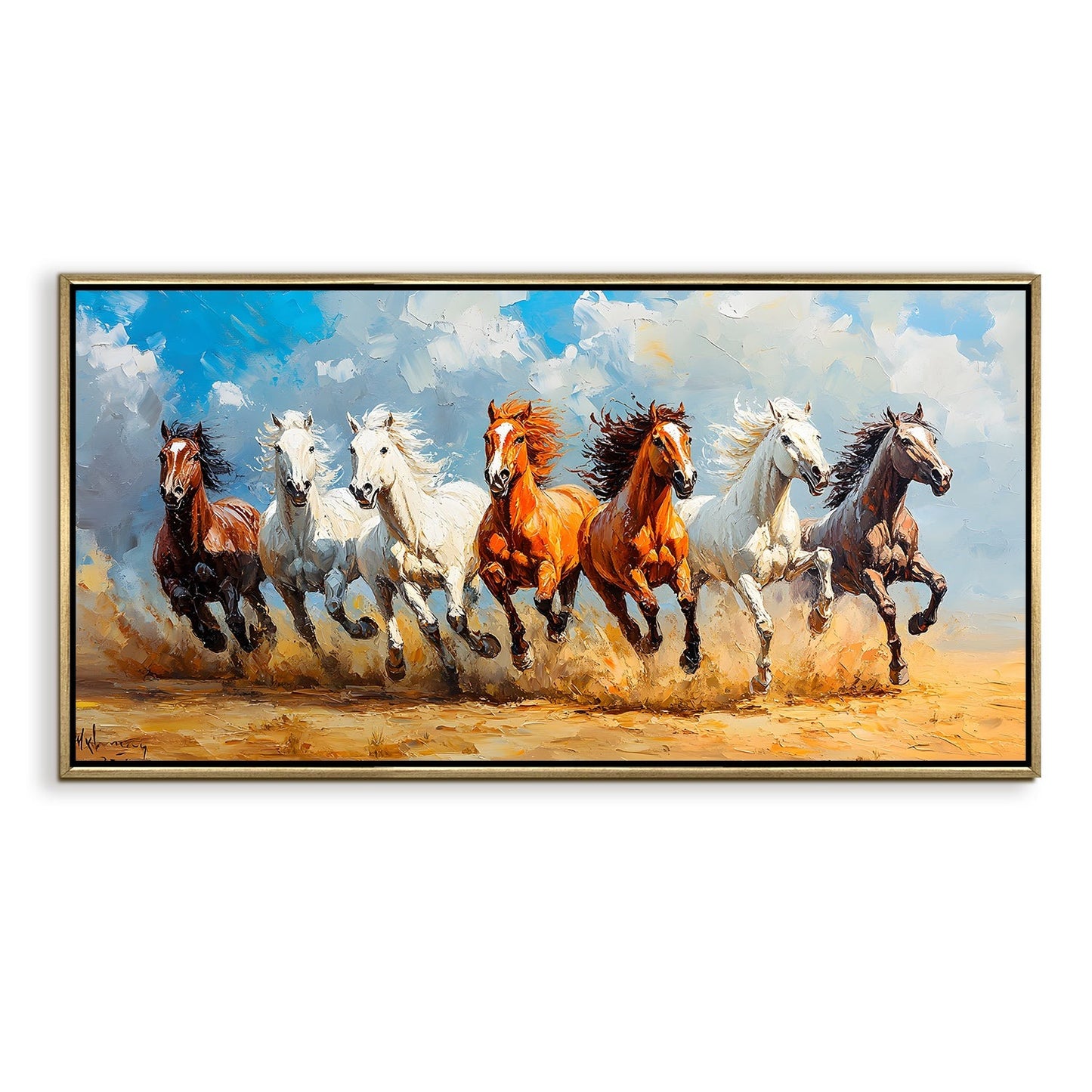 Seven Running Horses Vastu Canvas Painting