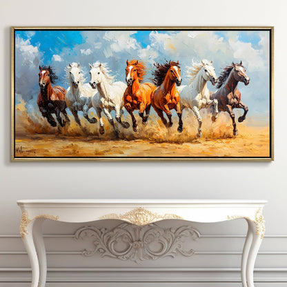 Seven Running Horses Vastu Canvas Painting