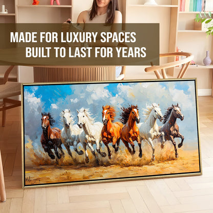 Seven Running Horses Vastu Canvas Painting for Success