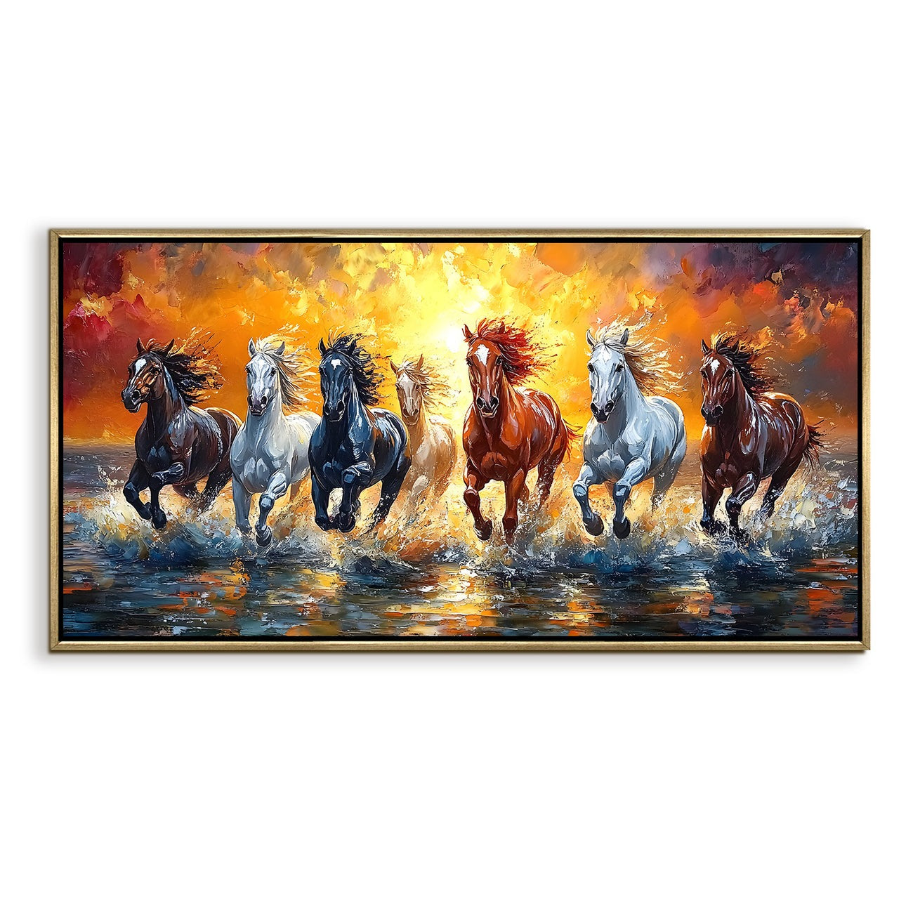Seven Running Horses Vastu Canvas Painting