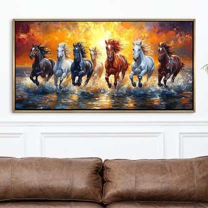 Seven Running Horses Vastu Canvas Painting