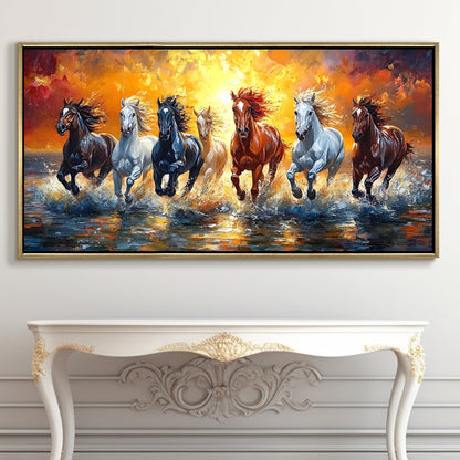 Seven Running Horses Vastu Canvas Painting