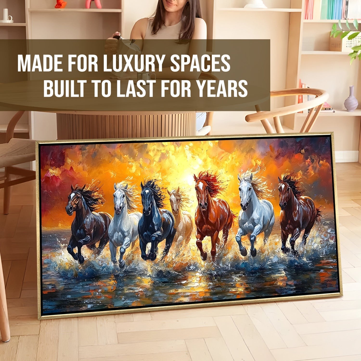 Seven Running Horses Vastu Canvas Painting