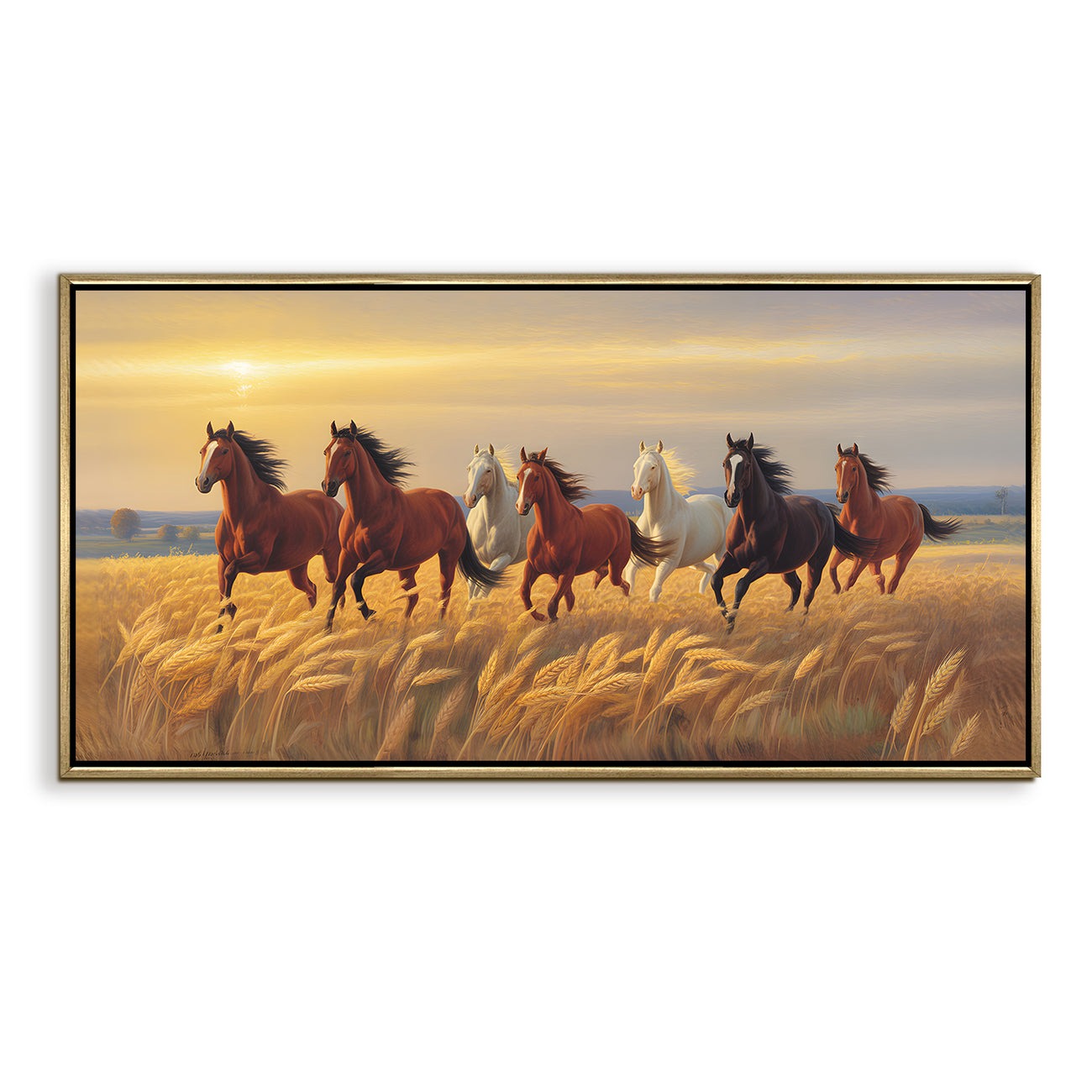 Seven Running Horses Canvas Painting