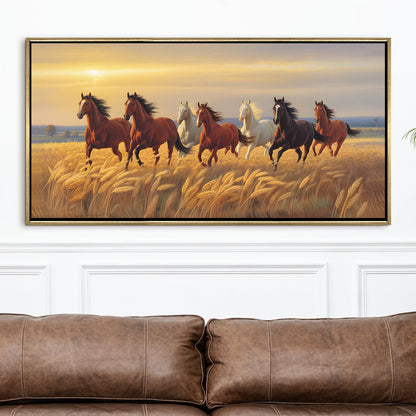 Seven Running Horses Canvas Painting