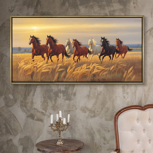 Seven Running Horses Canvas Painting