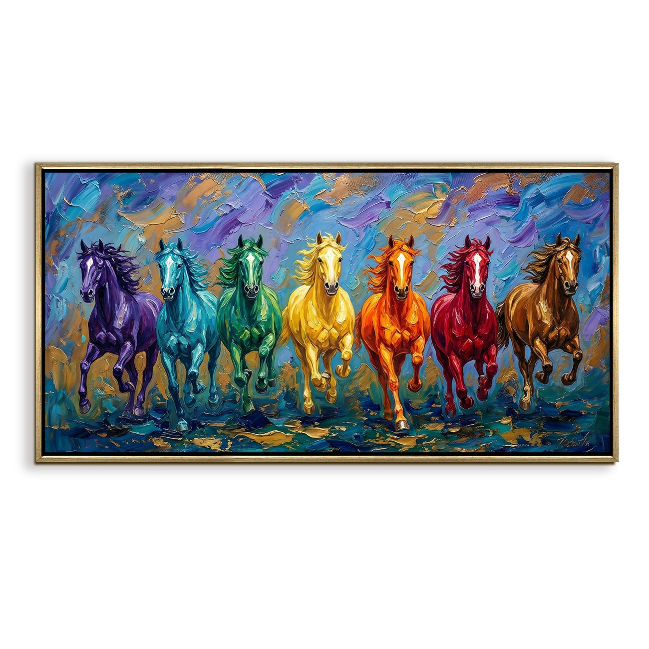 Seven Running Horses Canvas Painting