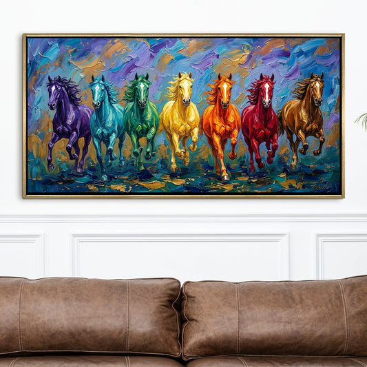 Seven Running Horses Canvas Painting