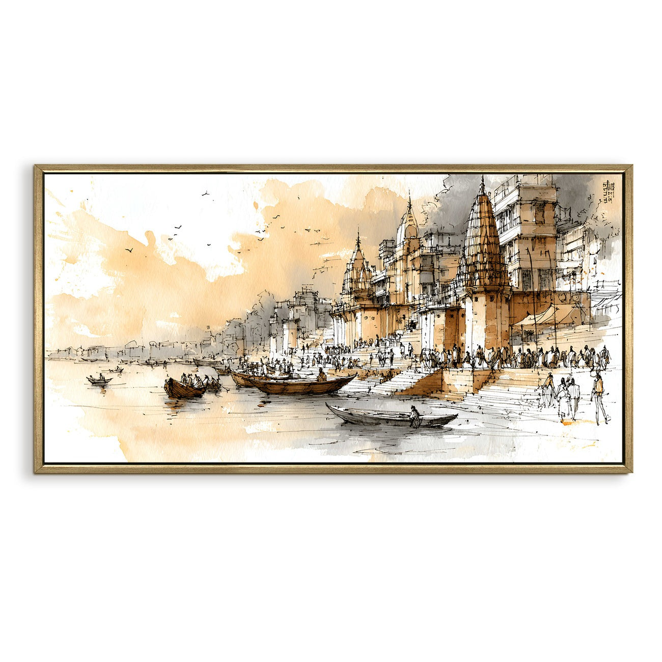 Banaras Ghats Canvas Painting
