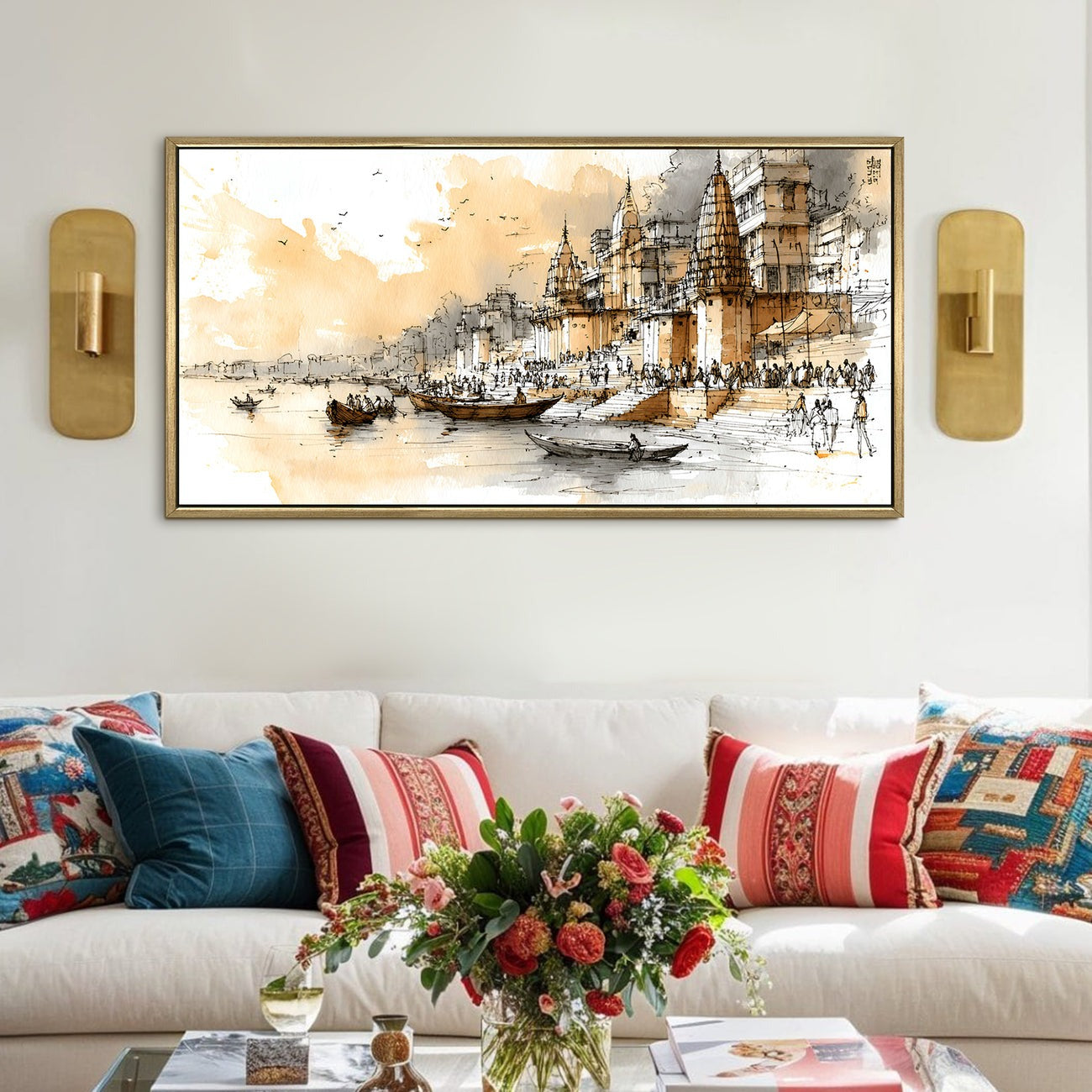 Banaras Ghats Canvas Painting